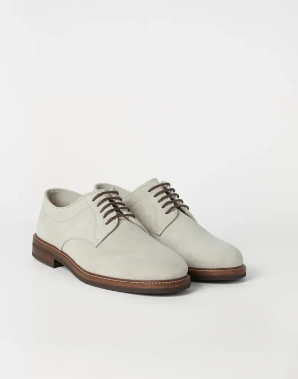 Stringate-Brunello Cucinelli Derby sfoderate in camoscio Avena (C8291)