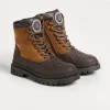 Scarpe-Brunello Cucinelli Duck Boot in camoscio lavato e vitello gommato con patch Marrone (CQG31)