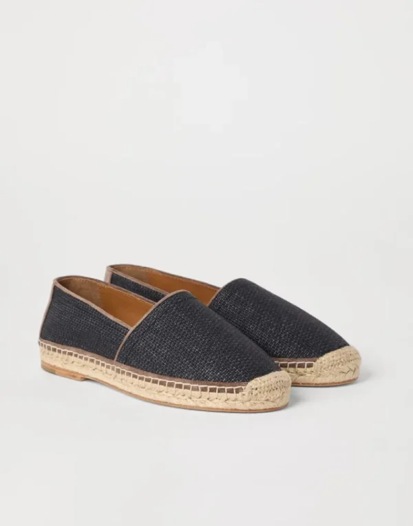 Mocassini-Brunello Cucinelli Espadrillas in rafia techno con bordatura Nero (CAL37)