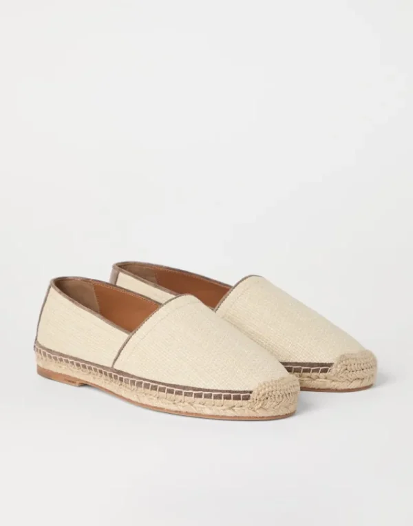 Mocassini-Brunello Cucinelli Espadrillas in rafia techno con bordatura Ecrù (CJK58)