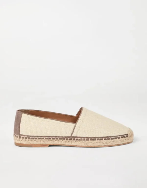 Mocassini-Brunello Cucinelli Espadrillas in rafia techno con bordatura Ecrù (CJK58)