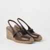 Tacchi-Brunello Cucinelli Espadrillas in vitello Riding con zeppa e Precious Strap Cacao (C9122)