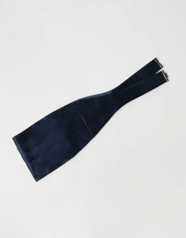 Altri Accessori | Smoking-Brunello Cucinelli Fascia per smoking in raso di cotone e seta Blu (C4854)