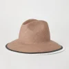 Cappelli-Brunello Cucinelli Fedora in paglia con Precious Raffia Trim Marrone Chiaro (CDB72)