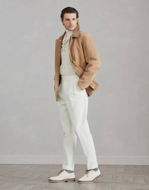 Capospalla-Brunello Cucinelli Field jacket in shearling scamosciato Tabacco (C1358)