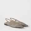 Sandali-Brunello Cucinelli Flats aperte Precious Net Embroidery Fango (C9543)