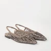 Sandali-Brunello Cucinelli Flats Slingback Glistening Abstract Embroidery in camoscio Cioccolato (C3022)