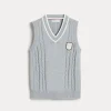 Maglieria-Brunello Cucinelli Gilet in maglia di cotone a treccia con badge Tennis Grigio (CP157)