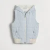 Capospalla-Brunello Cucinelli Gilet in microfibra idrorepellente con imbottitura in Thermore® e cappuccio Celeste (C2386)