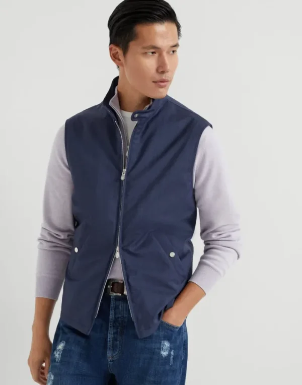 Capospalla-Brunello Cucinelli Gilet in tela di lana vergine membranata con imbottitura in Thermore® Denim (CKG58)