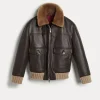 Capospalla-Brunello Cucinelli Giubbino Aviator in vitello lucido con inserto in shearling staccabile Testa di Moro (CXM37)