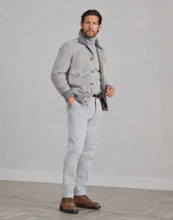 Capospalla-Brunello Cucinelli Giubbino in shearling scamosciato Grigio (CIX15)