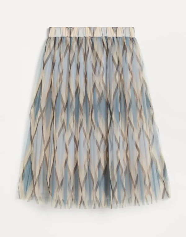 Pantaloni & Gonne-Brunello Cucinelli Gonna Pleated in tulle Argyle Azzurro (C002)