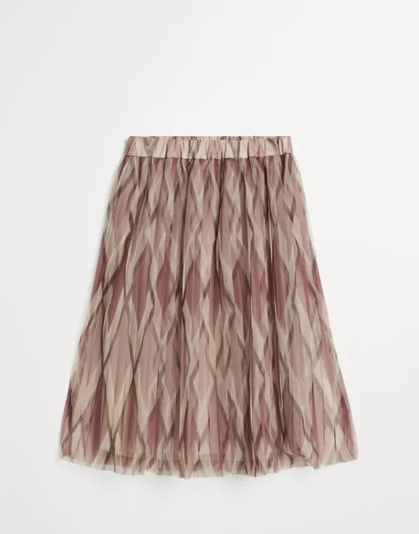 Pantaloni & Gonne-Brunello Cucinelli Gonna Pleated in tulle Argyle Rosa (C001)