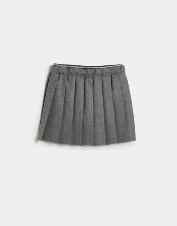 Pantaloni & Gonne-Brunello Cucinelli Gonna Pleated Mini in flanella di lana vergine techno Grigio (C003)