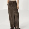 Gonne | Event Dressing-Brunello Cucinelli Gonna Sartorial in organza di cotone con Dazzling Stripe Embroidery Cioccolato (C8705)