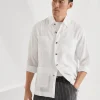 Camicie-Brunello Cucinelli Guayabera easy fit in lino Bianco (C001)