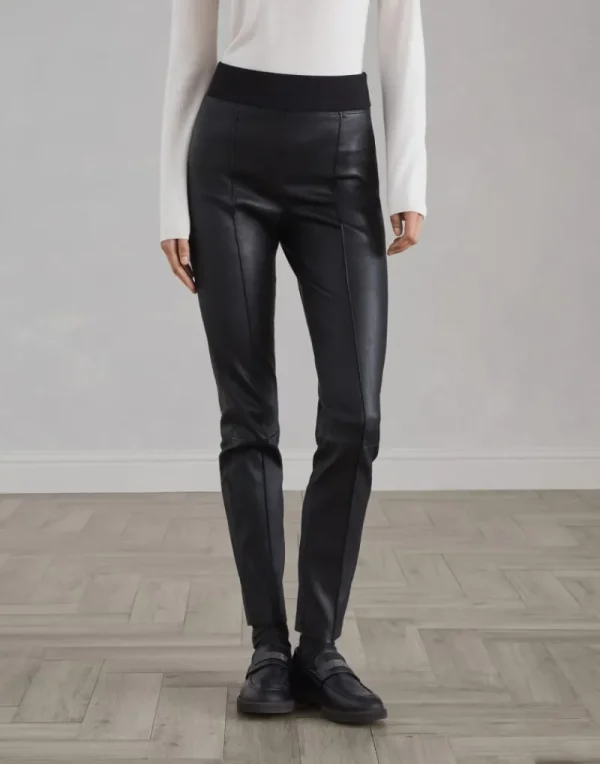 Pantaloni-Brunello Cucinelli Leggings in nappa stretch Nero (C200)