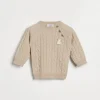 Newborn (0-24 Mesi)-Brunello Cucinelli Maglia Baby Bernie in cashmere a treccia con bottoni Avena (C058)