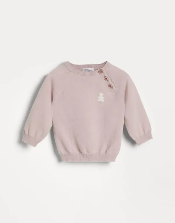 Newborn (0-24 Mesi)-Brunello Cucinelli Maglia Baby Bernie in cashmere con bottoni Rosa (CXV81)