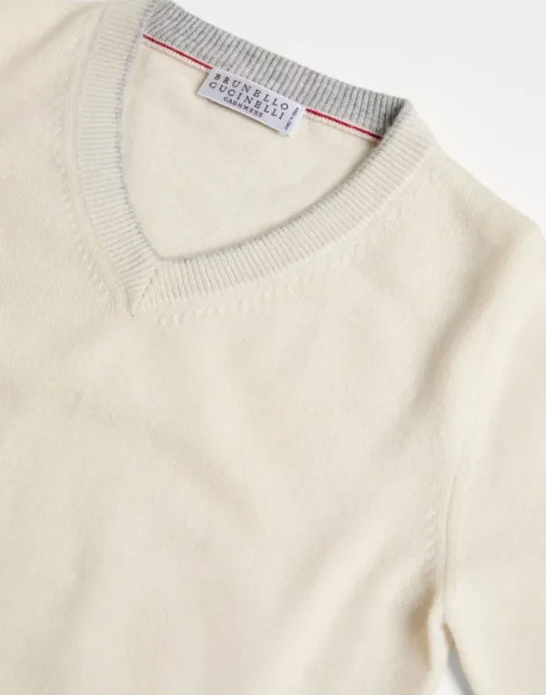 Maglieria-Brunello Cucinelli Maglia collo a V in cashmere Panama (CI292)