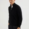 Maglieria-Brunello Cucinelli Maglia collo alto in cashmere con apertura zip Nero (CH101)