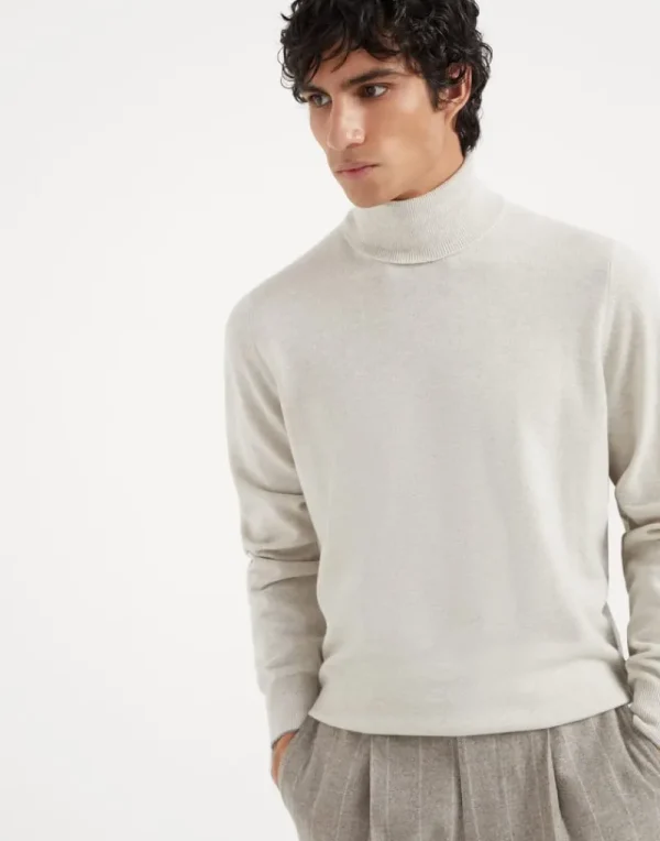 Maglieria-Brunello Cucinelli Maglia collo alto in cashmere Grigio Pietra (CX272)