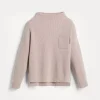 Maglieria-Brunello Cucinelli Maglia collo alto in cashmere costa inglese con taschino e monile Rosa (C9614)