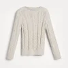 Maglieria-Brunello Cucinelli Maglia Dazzling Double Cable in cotone Avena (CJ430)