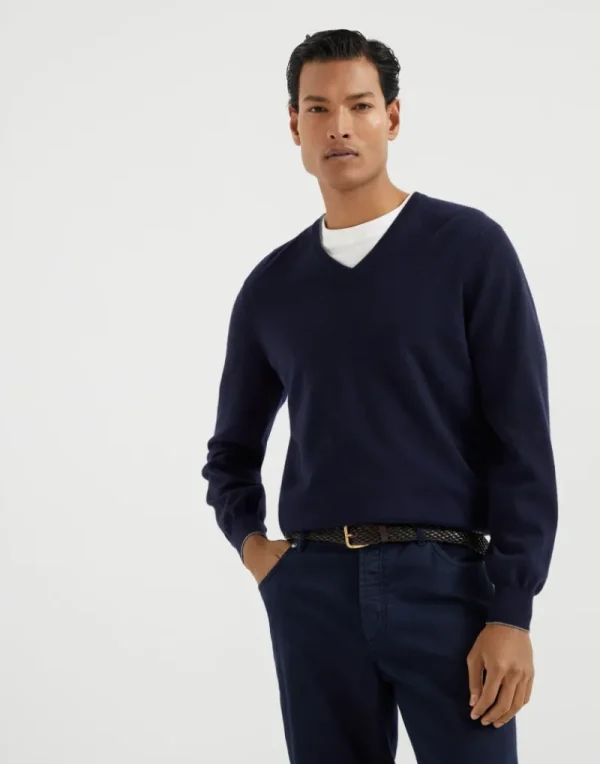 Maglieria-Brunello Cucinelli Maglia in cashmere Blu Navy (CW425)