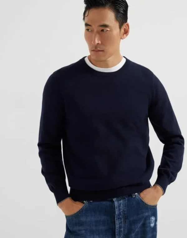 Maglieria-Brunello Cucinelli Maglia in cashmere Blu Navy (CW425)