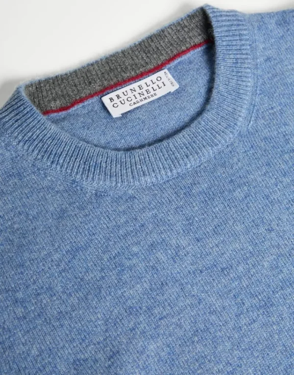 Maglieria-Brunello Cucinelli Maglia in cashmere Azzurro (CO643)