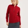 Maglieria-Brunello Cucinelli Maglia in cashmere costa inglese con apertura zip e Shiny Detail Rosso (C9730)