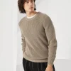 Maglieria-Brunello Cucinelli Maglia in cotone mezza costa inglese Khaki (C2455)