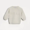 Newborn (0-24 Mesi)-Brunello Cucinelli Maglia jacquard Baby Bernie in cotone con bottoni Avena (C2430)