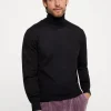 Maglieria-Brunello Cucinelli Maglia leggera collo alto in cashmere e seta Nero (CH101)