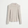 Maglieria-Brunello Cucinelli Maglia leggera in cashmere Sparkling rigato a coste Beige (CEW59)