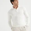 Maglieria-Brunello Cucinelli Maglia leggera stile polo in cotone Panama (CO312)