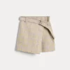 Pantaloni & Gonne-Brunello Cucinelli Mini skirt-pant in flanella Principe di Galles di lana vergine e mohair con monile Beige (C521)