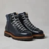 Boots-Brunello Cucinelli Mountain Boot in vitello texture con inserto in diagonale di lana River (COA71)