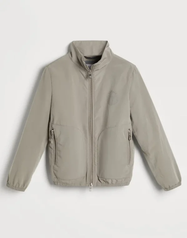 Capospalla-Brunello Cucinelli Outerwear in microfibra idrorepellente con stampa Surf Khaki (C2455)