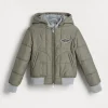 Capospalla-Brunello Cucinelli Outerwear in popeline di lana vergine e seta techno con imbottitura in Thermore®, cappuccio staccabile e patch Militare (CLK90)