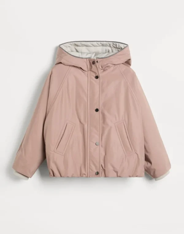 Capospalla-Brunello Cucinelli Outerwear in taffetà idrorepellente con cappuccio, imbottitura in Thermore® e monile Rosa (C9624)