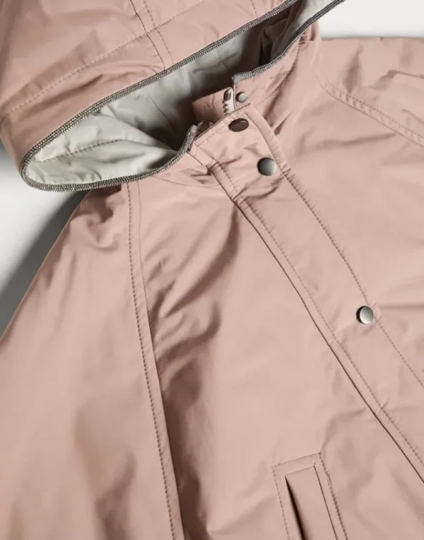 Capospalla-Brunello Cucinelli Outerwear in taffetà idrorepellente con cappuccio, imbottitura in Thermore® e monile Rosa (C9624)