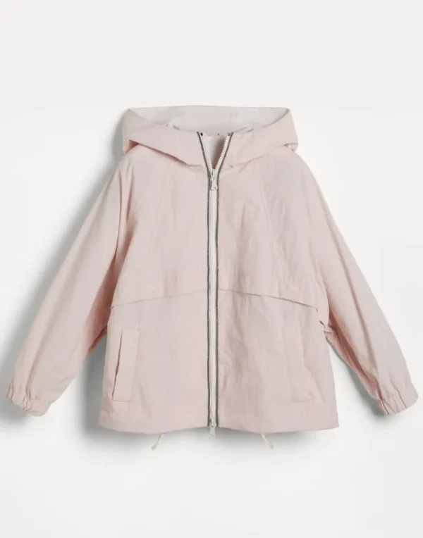 Capospalla-Brunello Cucinelli Outerwear in tela di cotone techno idrorepellente con cappuccio e monile Rosa Chiaro (C7486)