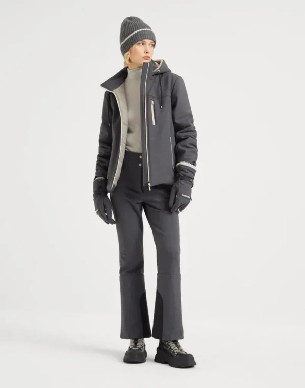 Travelwear | Capospalla-Brunello Cucinelli Outerwear Mountain in lana Tropical Luxury con imbottitura in Thermore®, cappuccio foderato in shearling e monile Grigio (C4078)