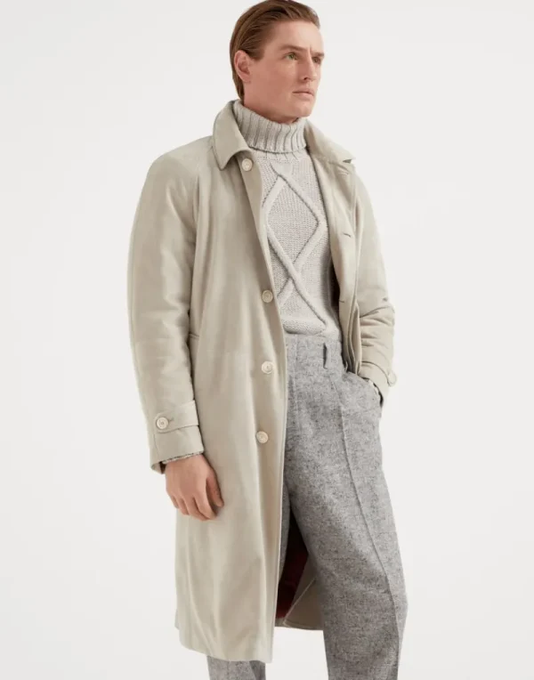 Capospalla-Brunello Cucinelli Overcoat in camoscio Grigio Pietra (CTP82)