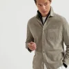 Capospalla-Brunello Cucinelli Overshirt in camoscio double face Khaki (C8087)