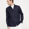 Camicie-Brunello Cucinelli Overshirt in flanella di lana vergine con taschini Notte (C532)