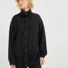 Travelwear-Brunello Cucinelli Overshirt in interlock di cotone e seta con Shiny Tab Nero (C9185)